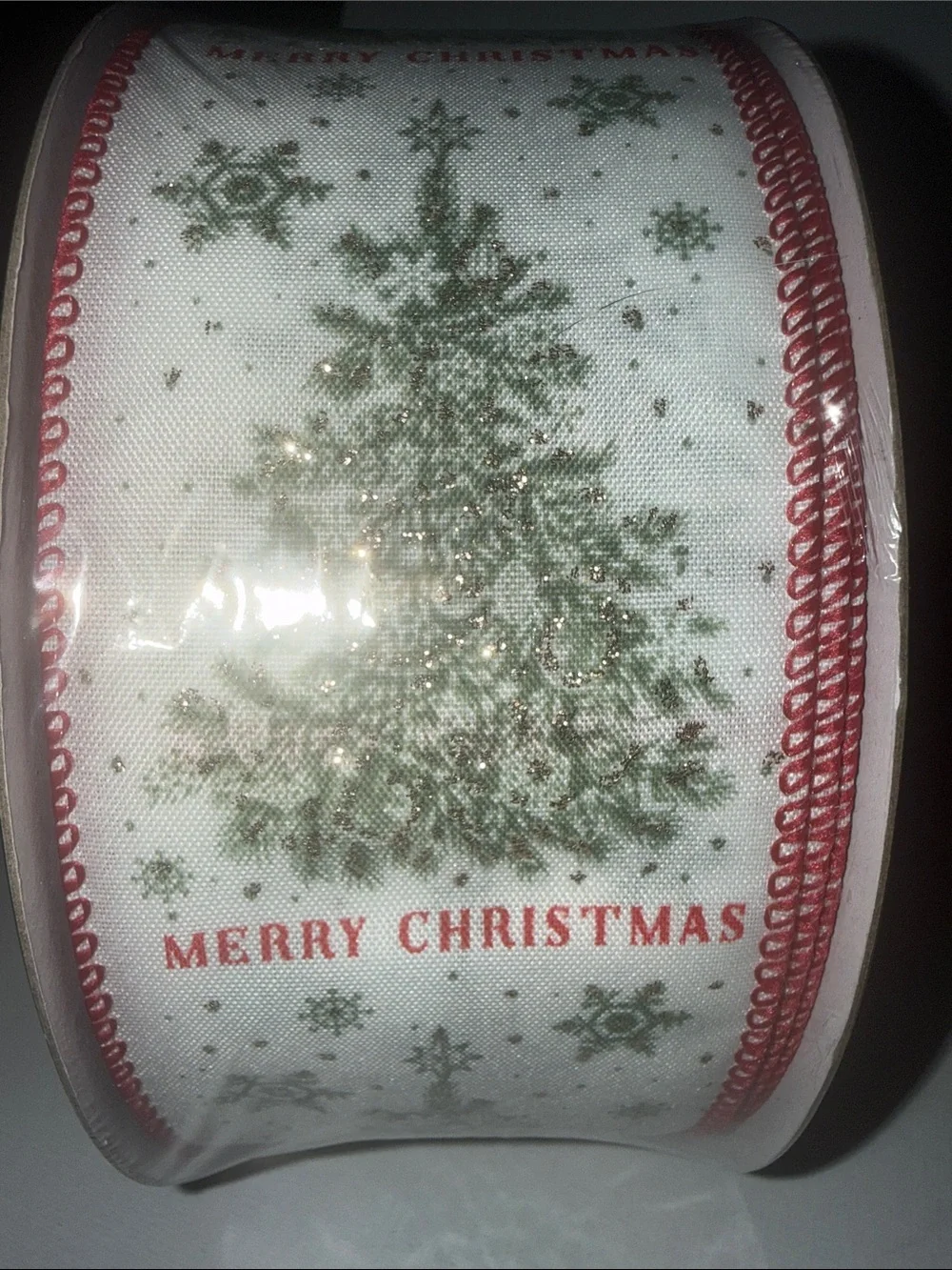 Festive Green & Red 'Merry Christmas' Holiday Garland Ribbon